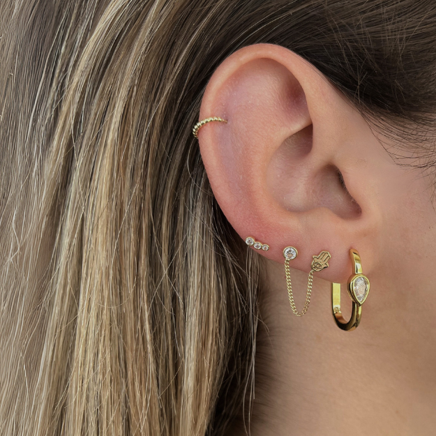 Media Arracada bolitas oro 10k pza