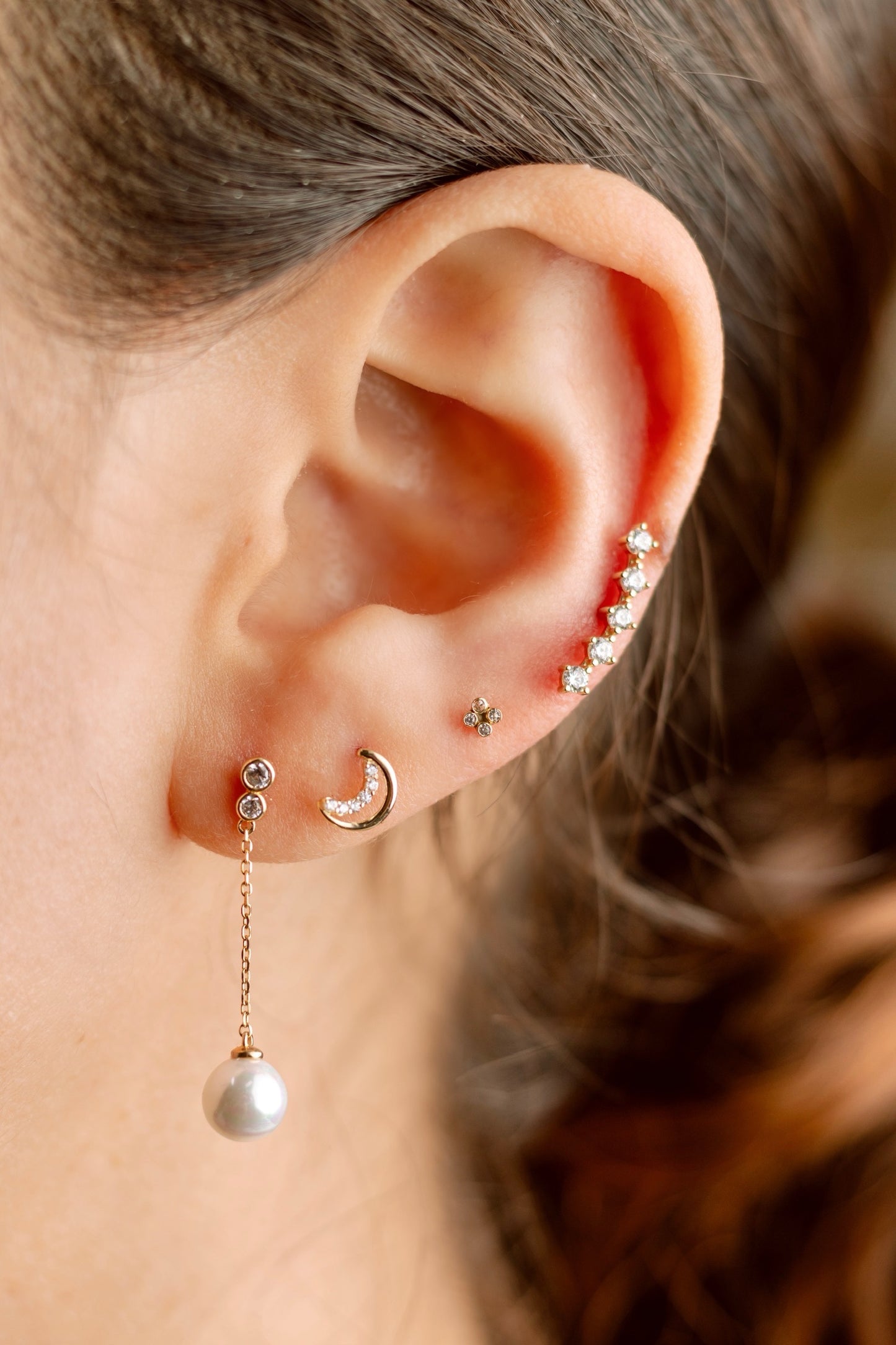 Perla colgante oro 10k Par