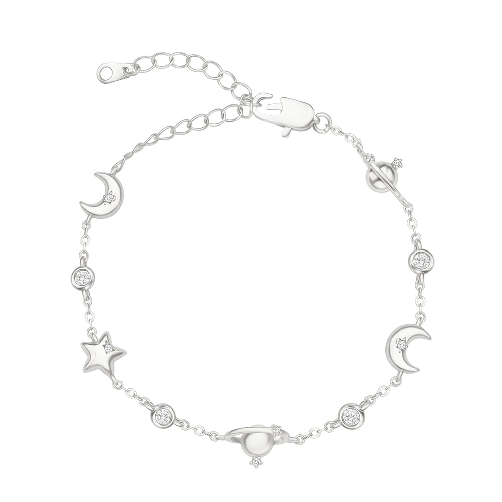 Pulsera Delicada Universo con Brillos Plateada Ajustable