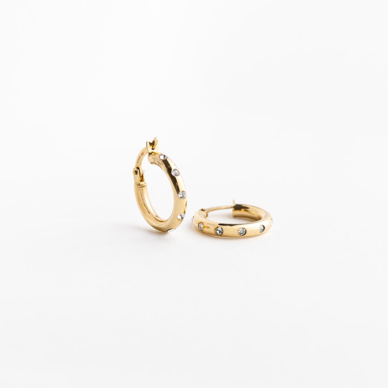 Arracadas oro Italianos 10K Clásicos con Circonitas