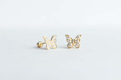 Mariposa Alas de Luz oro 10k par