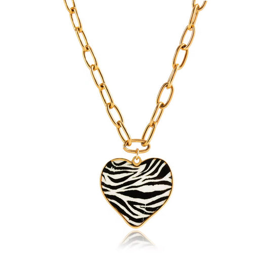 Cadena corazón animal print