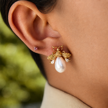 Aretes Abejas con perla
