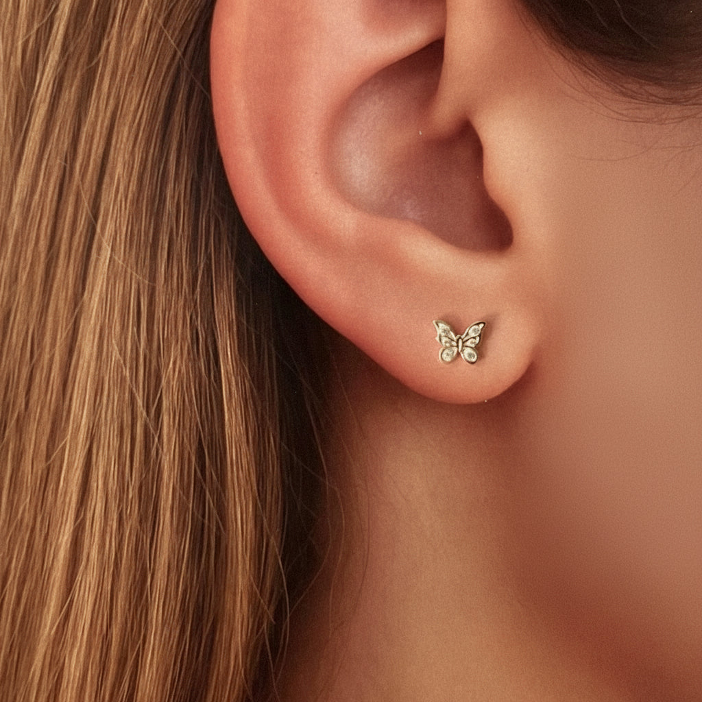 Mariposa Alas de Luz oro 10k par