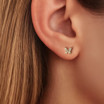 Mariposa Alas de Luz oro 10k par