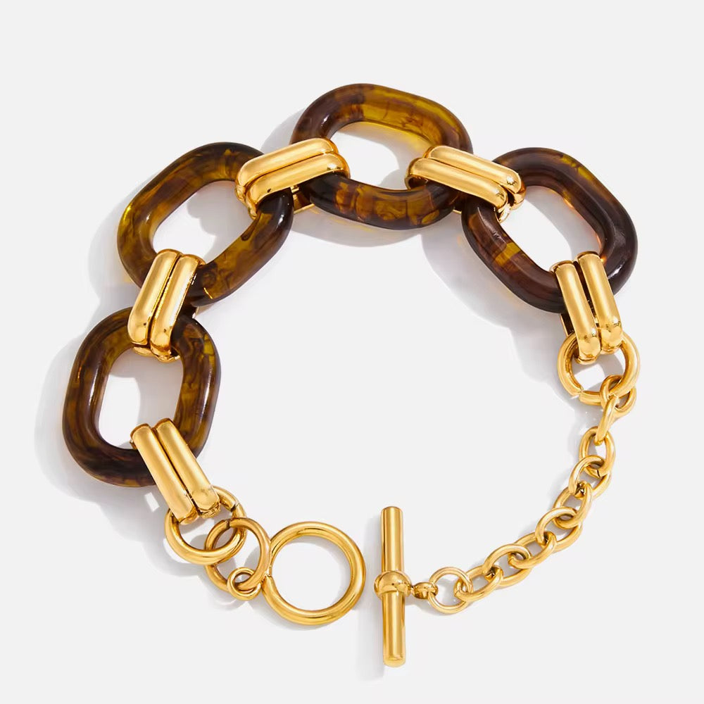 Pulsera Cuatro Estabones Acrilico Tipo Carey