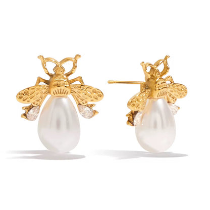Aretes Abejas con perla