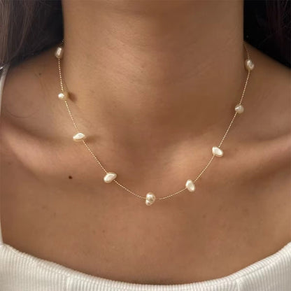 Collar y Pulsera  Perlas De Río Irregulares