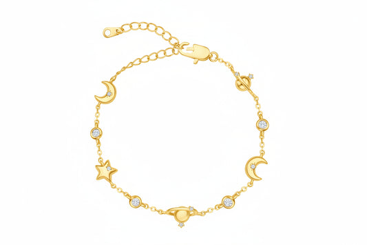 Pulsera Delicada Universo con Brillos Plateada Ajustable