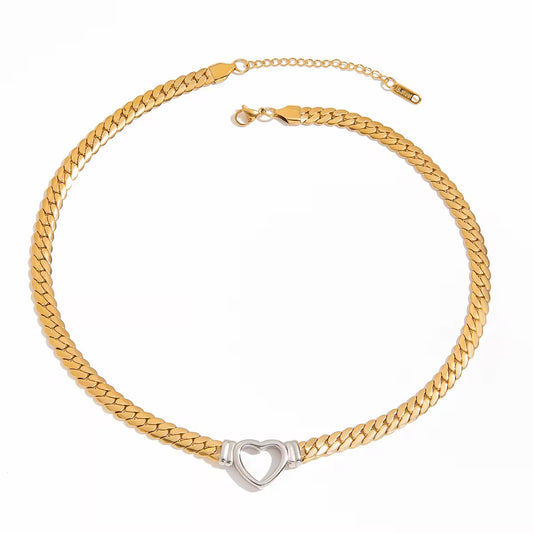 Cadena Chunky Dorada con Centro Corazón