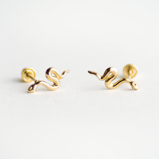 Broquel Serpiente oro 10k par