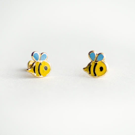 Broquel Abeja oro 10k par