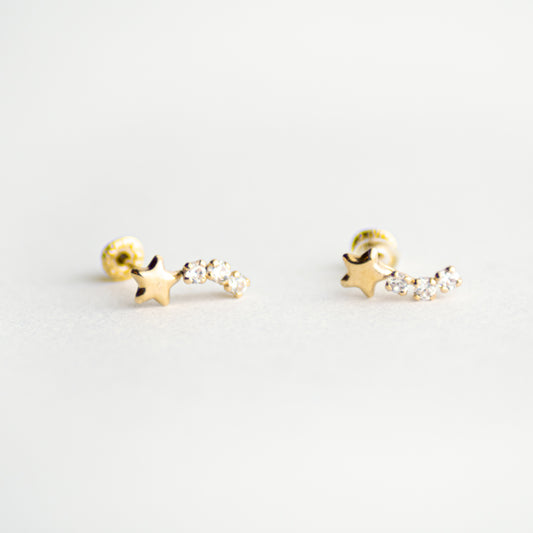 Cometa Estrella Rellena oro 10k pza