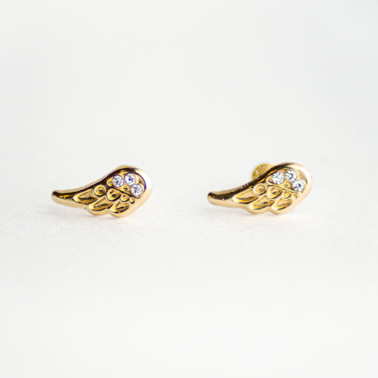 Broquel Ala Ángel con piedras oro 10k pza