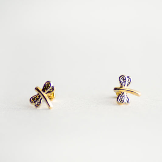 Broquel Libélula Bitono oro 14K par