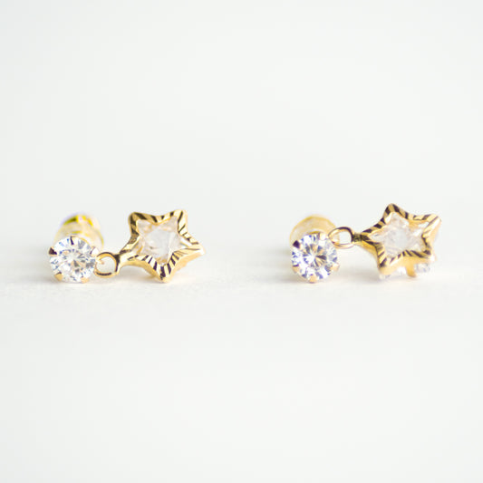 Broquel Estrella Bisel Diamantado oro 10k