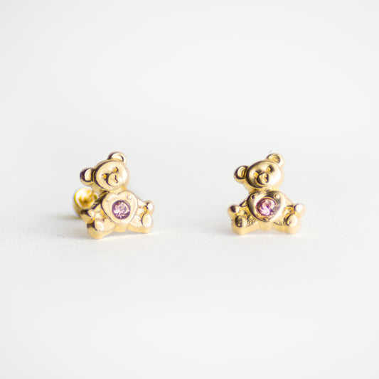 Broquel Osito Pelu oro 10k par
