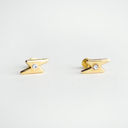 Broquel Rayo con Zirconia oro 10k