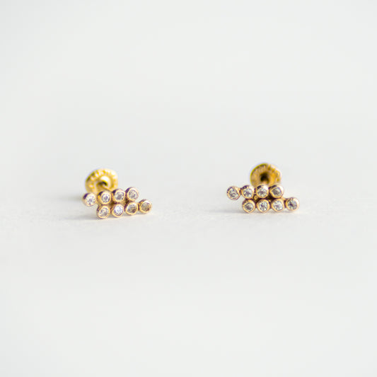 Broquel Rayo con 8 Zirconias oro 10k