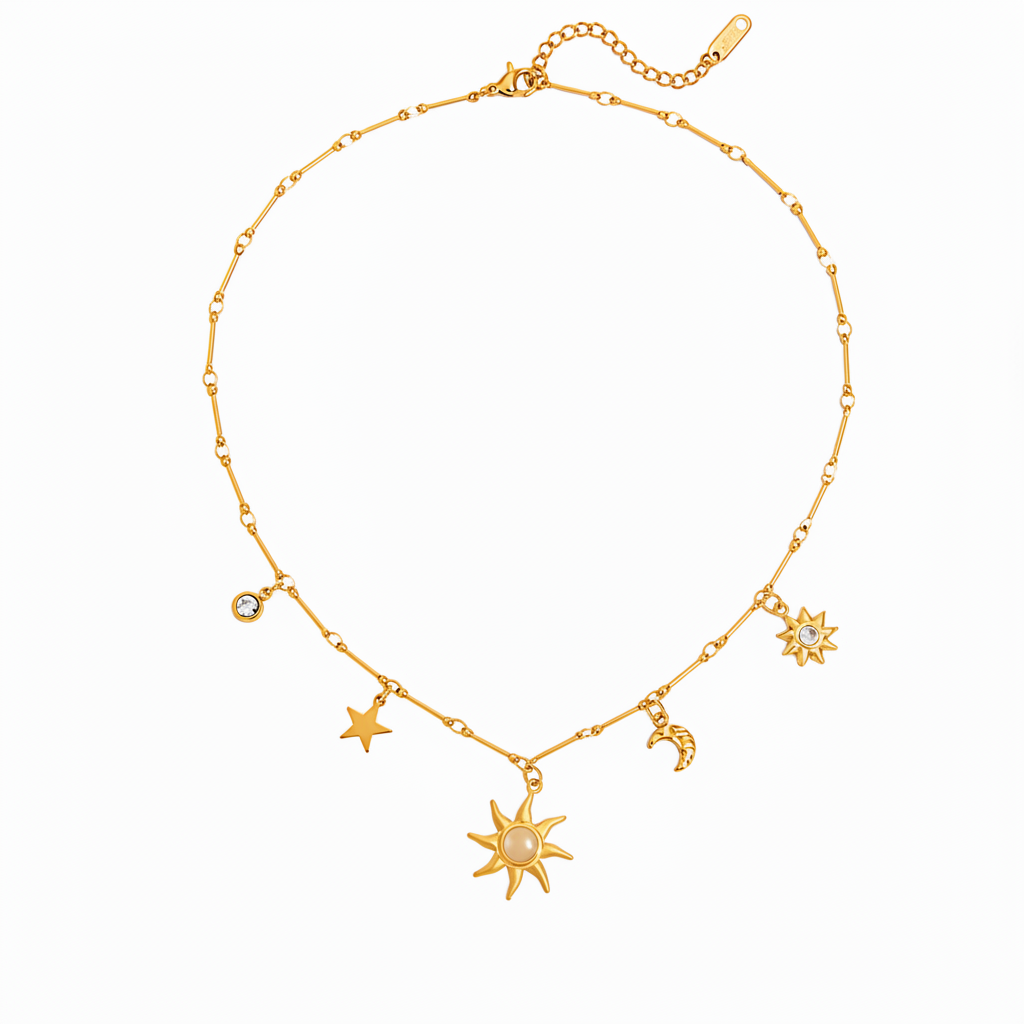Choker Sol Opalo Luna y Estrella