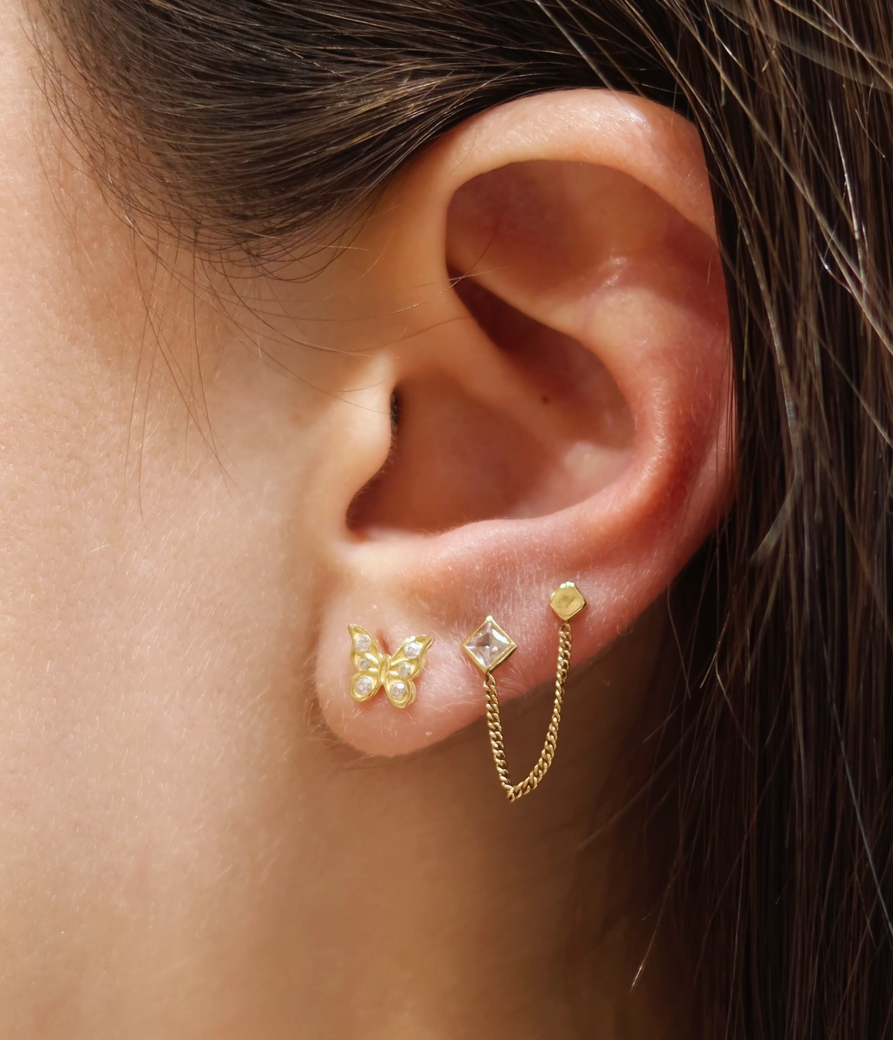 Mariposa Alas de Luz oro 10k par