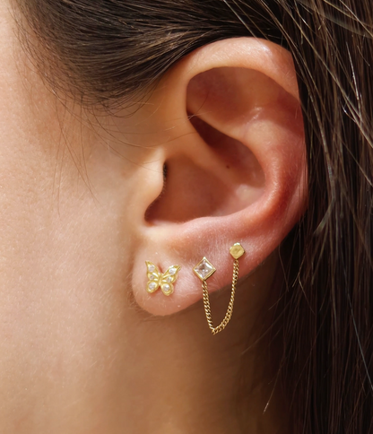 Mariposa Alas de Luz oro 10k par