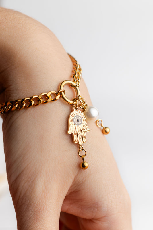 Pulsera Hamsa con perla