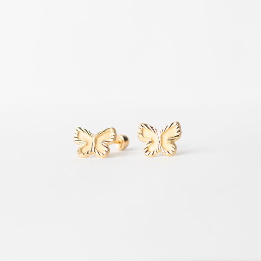 Broquel Mariposa Diamantada oro 10k par