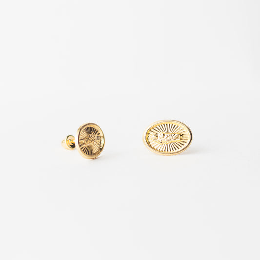 Broquel Medalla oval San Judas oro 10k par