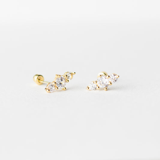 Broquel Barra Triple redondo oro 10k