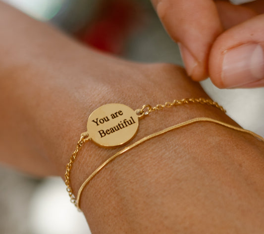 Pulsera Doble Con Frase Personalizada