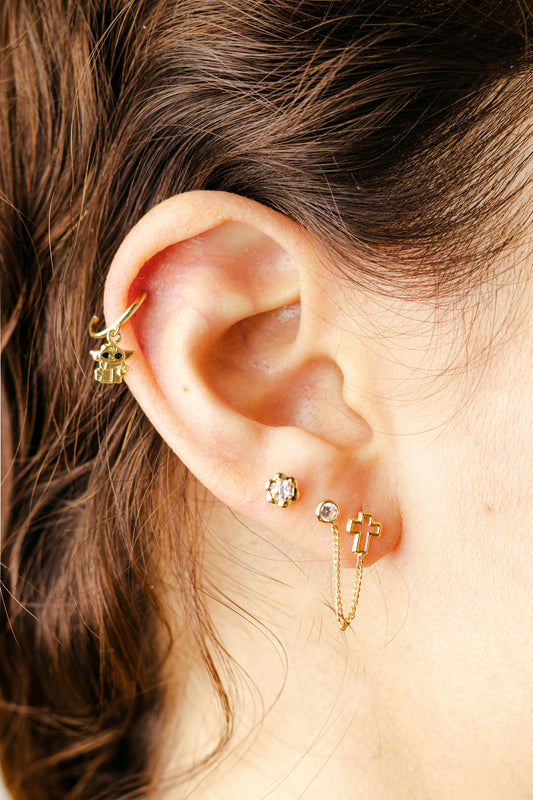 Arracada Con Dije Yoda 10k pza