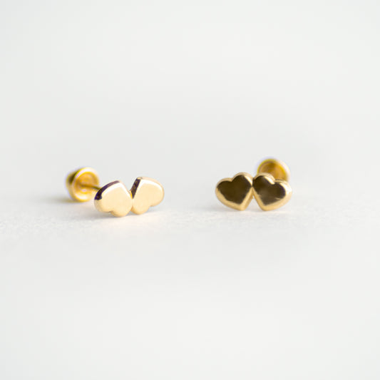 Broquel Double Heart oro 10k
